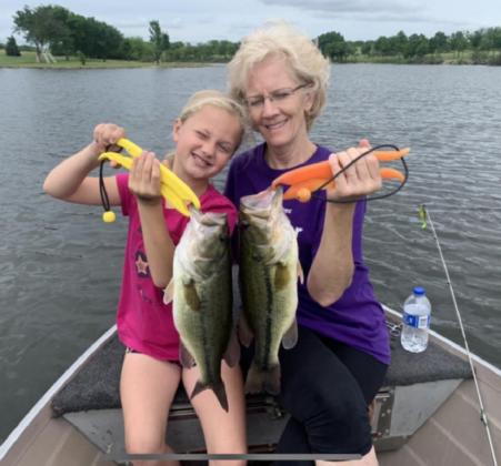 Elizabeth Fagg, 8 years old, was fishing on a private lake in the Ponca City area with family when a good sized fish hit her hook. The line hung up on a submerged tree and then it magically got free. Elizabeth then reeled in two bass at the same time on her lure, a 3.0 and a 3.4 lb bass! Share you photos with us on Facebook, Twitter, Instagram and The Dock.