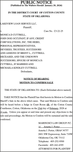 Case No. CJ-22-25 – IN THE DISTRICT COURT OF COTTON COUNTY – STATE OF OKLAHOMA