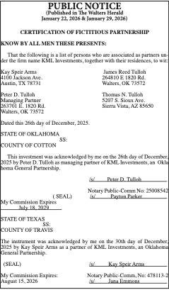 CERTIFICATION OF FICTITIOUS PARTNERSHIP